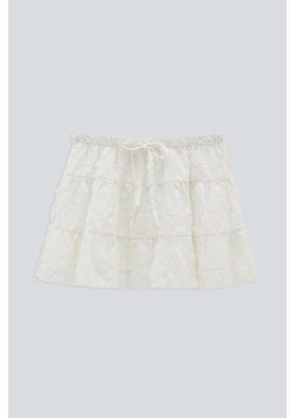 (Kids Girl) Dokulu Dantel Kısa Etek