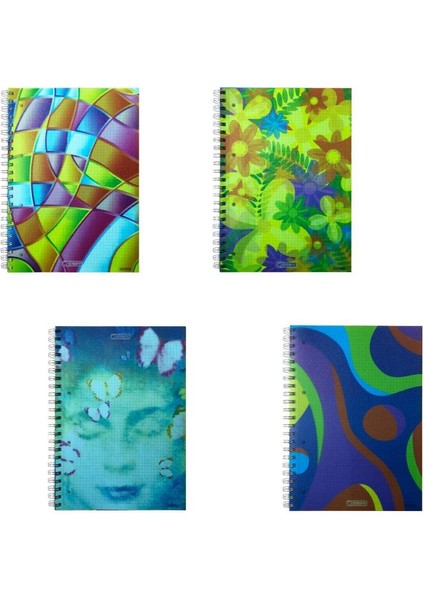Spring A4 Pp Kapak Sipiralli Defter 140 Yp. 3 Kareli + 1 Çizgili Renk Ayraçlı 4 Adet