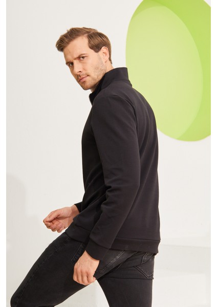 Erkek Yarım Fermuarlı Sweatshirt Siyah fiyatları