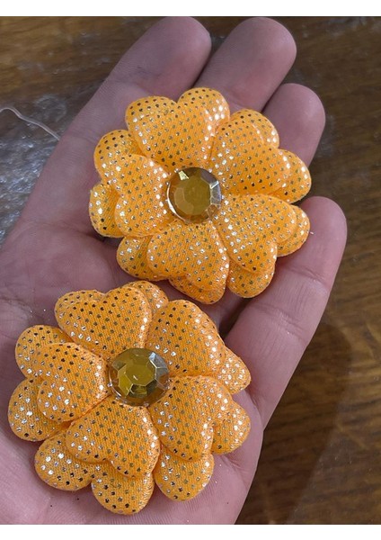 5 cm Ikili Parlak Taşlı Çiçek Aplike Arma Dikiş Hobi Aksesuarı
