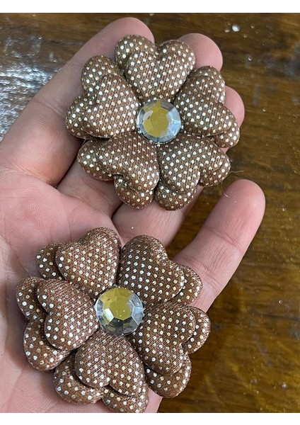 5 cm Ikili Parlak Taşlı Çiçek Aplike Arma Dikiş Hobi Aksesuarı