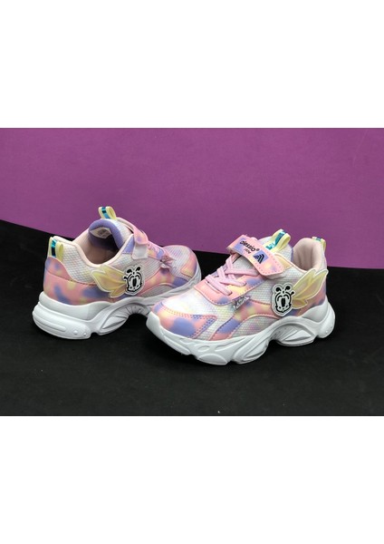 Kız Çocuk Kelebek Desenli Renkli Ortopedik Sneakers Spor Ayakkabı