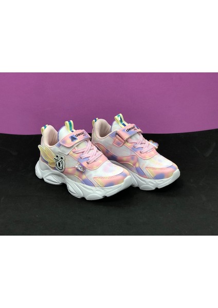 Kız Çocuk Kelebek Desenli Renkli Ortopedik Sneakers Spor Ayakkabı