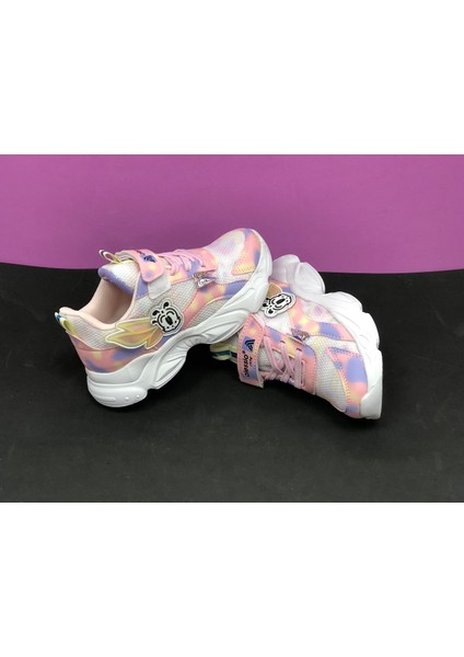 Kız Çocuk Kelebek Desenli Renkli Ortopedik Sneakers Spor Ayakkabı