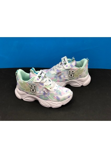 Kız Çocuk Kelebek Desenli Renkli Ortopedik Sneakers Spor Ayakkabı