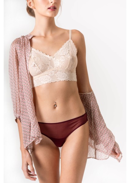 Kadın Ten Rengi Dantel Bralet Sütyen