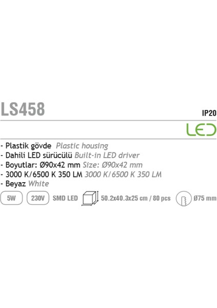 Sıva Altı 5W 6500K Hareketli LED Spot LS458 fırsatları