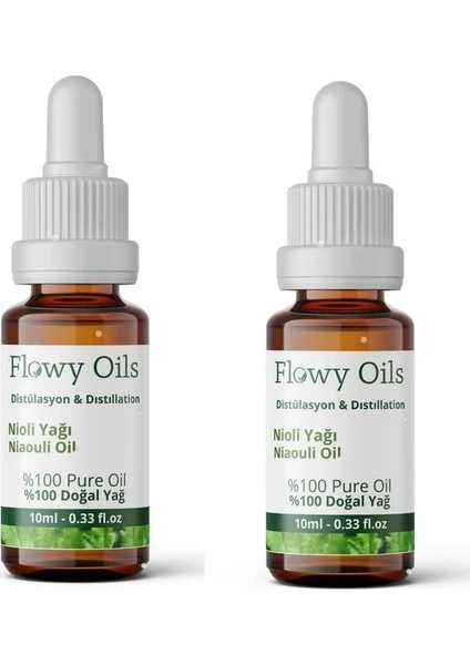 Flowy Oils Nioli Yağı 2X10 ml Saf Sertifikalı %100 Doğal Bitkisel Uçucu Yağ Niaouli Essential Oil