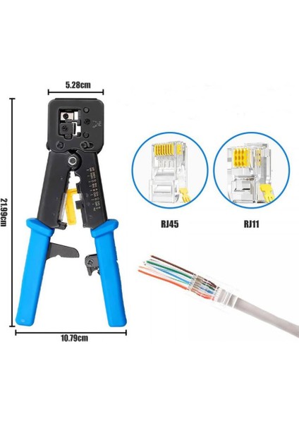 Rj 45 Cat 5 Cat 6 Pense 6p - 8p Pense + Kablo Soyucu Kesici Pense