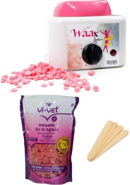 Vivet 250 gr Inci Boncuk Ağda Hass.cilt+Ağda Makinesi 3lü Set