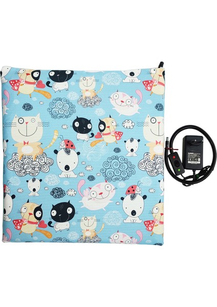 Isıtıcılı Kedi Köpek Minderi Kedi Isıtıcı Minder 12VOLT 45X45CMX4CM Mavi Desenli fiyatları