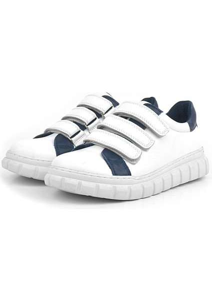 Hakiki Deri Beyaz Cırtlı Çocuk Günlük Spor Okul Ayakkabı modelleri