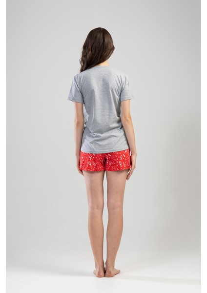Pamuklu Kadın Kısa Kol Şortlu Pijama Takım