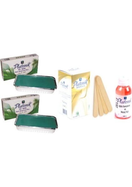 Azulen (Yeşil) Kalıp Ağda 400G x 2 + Spatula 100'LÜ + Ağda Yağı Sprey 100 ml