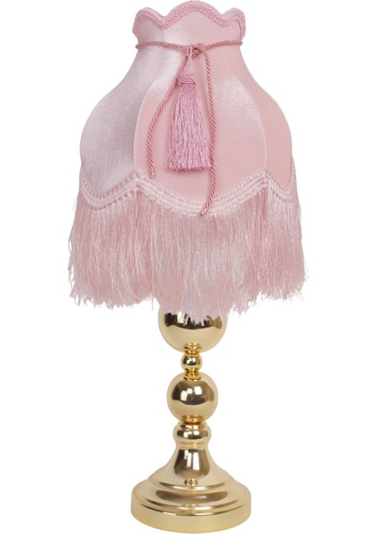 Pudra Renk Kadife Yatak Odası Loş Işık Vintage Abajur AB0804