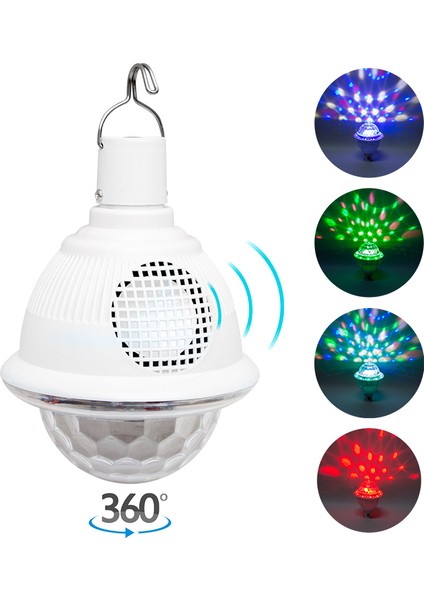 Powermaster PM-4191 Bluetooth Destekli Animasyonlu 10 Watt Şarjlı Ufo Tip Disko Topu