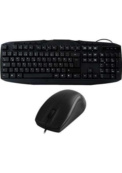 Everest UN-796 USB Q Multımedya Kablolu Klavye + Mouse Seti Siyah
