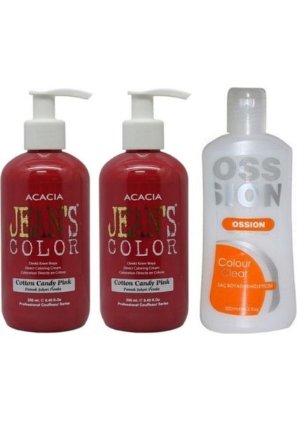 Jean's Color Saç Boyası Pamuk Şekeri Pembe 250ml 2ad Ve Ossion Boya Temizleyici 200ml