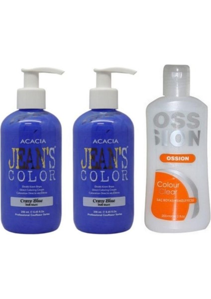 Saç Boyası Deli Mavi 250ml 2ad Ve Ossion Boya Temizleyici 200ml