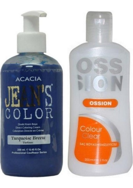 Jeans Color Saç Boyası Turkuaz 250ml Ve Ossion Saç Boya Temizleyicisi 200ml
