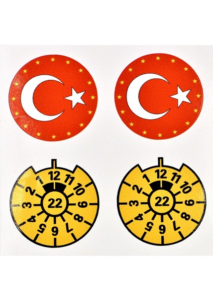 Plaka Sticker Pul Takımı 4 Bayrak Sticker