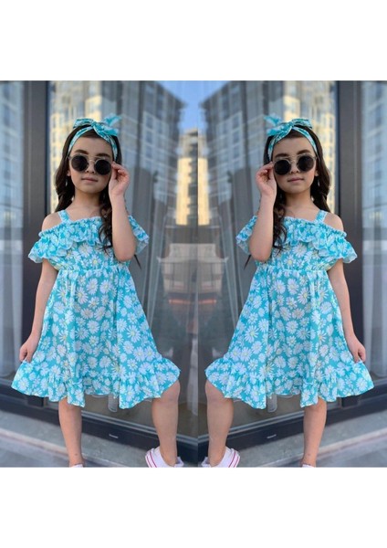 Mint Yeşili Kardeş Kombin Kız Çocuk Elbise & Bandana Kombin fiyatları