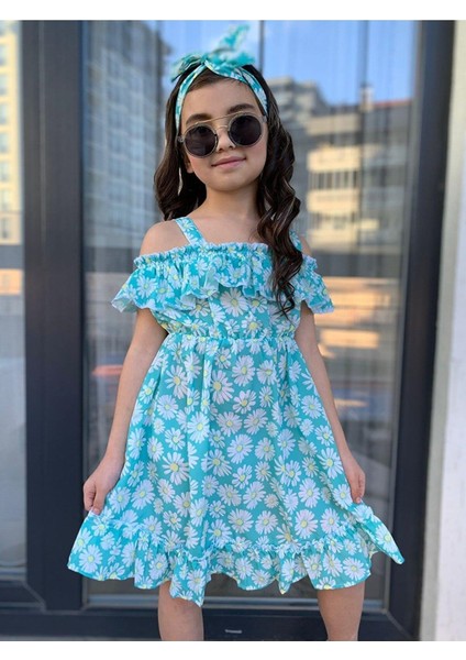 Mint Yeşili Kardeş Kombin Kız Çocuk Elbise & Bandana Kombin modelleri