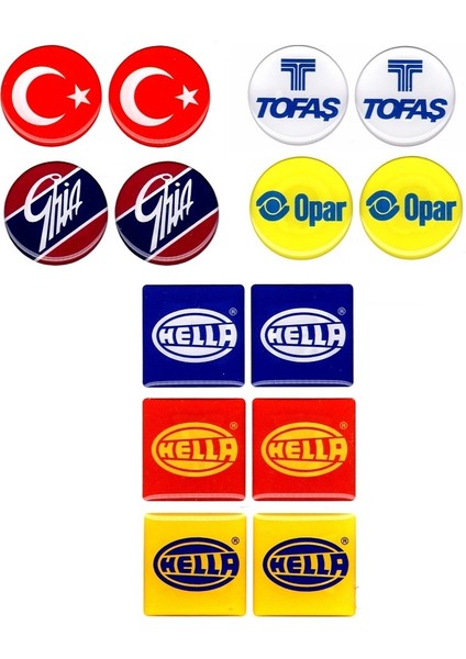 Plaka Damla Sticker Etiket Pulu Karışık Tofaş Özel Suya Güneşe Dayanaklı Kaliteli Karışık 14'lu