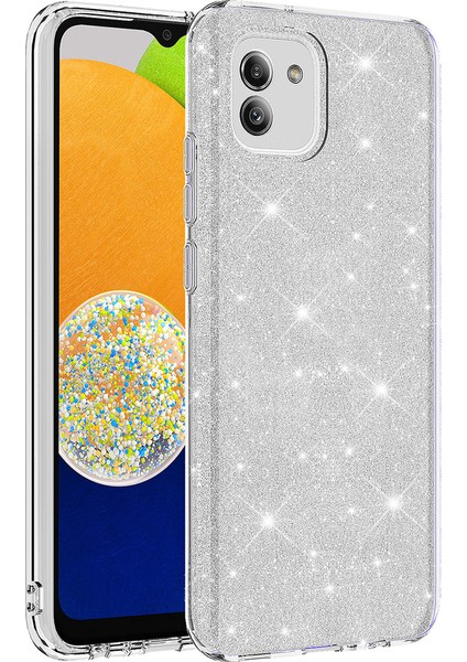 Samsung Galaxy A03 Kılıf Simli Parlak Shining Silikon