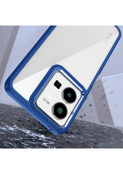 Vivo Y16 Kılıf Silikon Kenarlı Renkli Şeffaf Flora Kapak