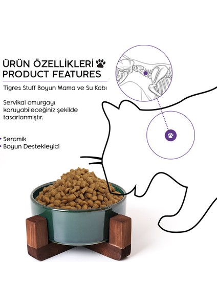 Stuff Boyun Destekleyici Seramik Mama ve Su Kabı Mavi fiyatları