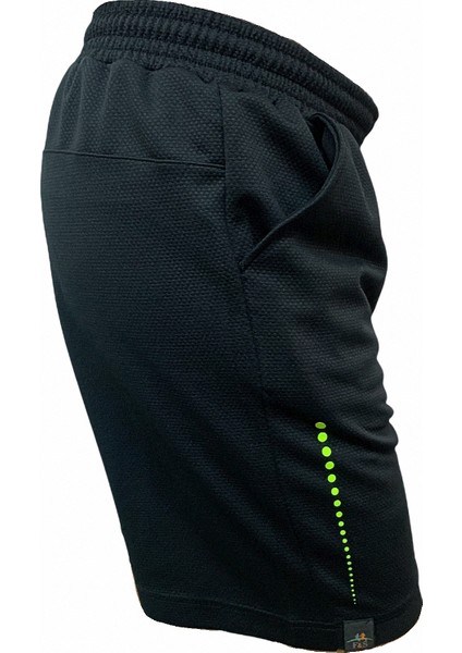 Erkek Siyah Spor Fitness Şortu Neon Yeşil Baskılı modelleri