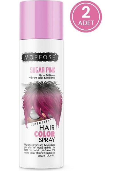 24 Saate Kadar Etkili Pembe Renkli Saç Spreyi Sugar Pink 150 ml 2 Adet