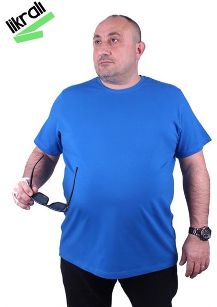 Erkek Büyük Beden Likralı Basic Sıfır Yaka Tişört 11160 Saks fiyatları