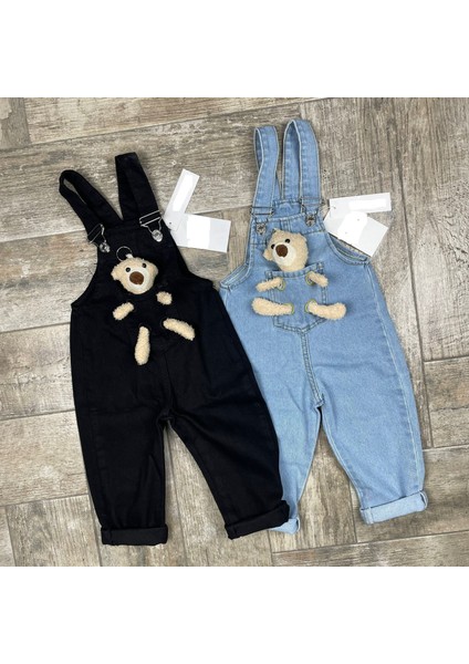 Ayıcıklı Kot Slopet Kız ve Erkek Tavşanlı Tulum Mavi Renk fiyatları