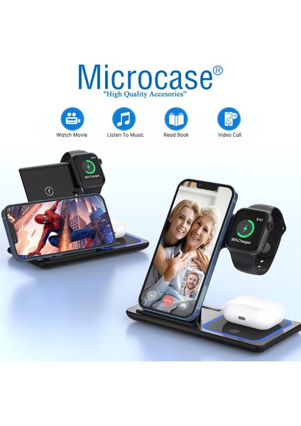 Iphone-Apple Watch-Airpods Için 3in1 Katlanabilir Kablosuz Şarj Standı - AL3652