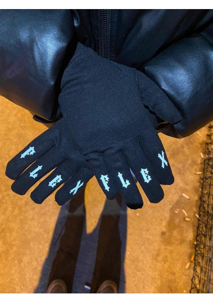 Siyah Eldiven Termal Kumaş Reflektörlü Motor Kış Scooter Bisiklet Drill