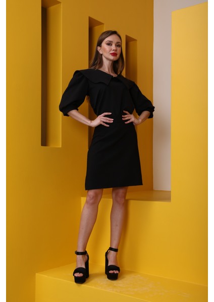 Yakalı Siyah Krep Bluz modelleri