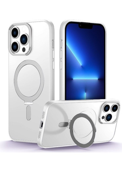 Apple iPhone 13 Pro Max Kılıf Zebana First Class Standlı Silikon Kılıf (Kablosuz Şarj Destekli) Şeffaf