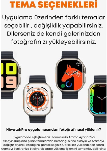 Watch 8 T800 Ultra Akıllı Saat Ios Andorid Destekli Arama Özeliği Sensörlü LCD Ekran 3 Tuş 2023T800S