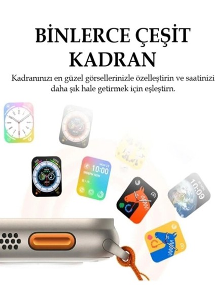 Gs8 Ultra Kordon Kilitli Vidalı 49 mm 2.08 Ekran Watch Akıllı Saat +1 Kordon Hediyeli GS8BT