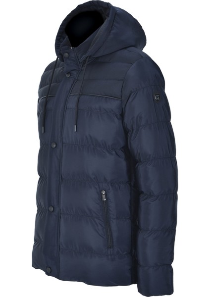 Erkek Kapüşonlu Lacivert Su ve Rüzgar Geçirmez Regular Şişme Kaban&mont modelleri