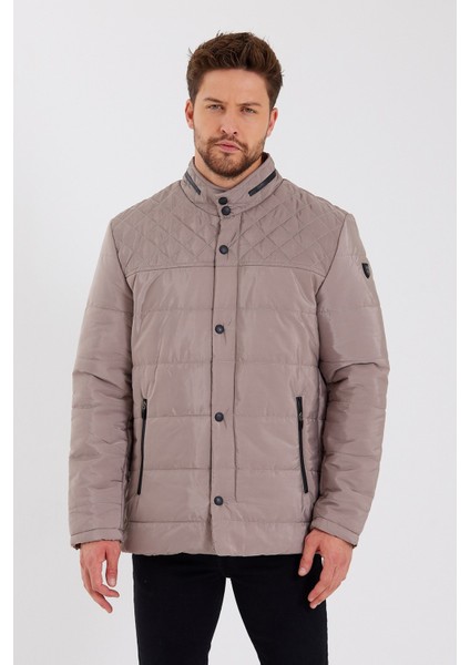 Erkek Krem Regular Iç Cepli Içi Kürklü Yıkanabilir Regular Kapitone Mont&kaban