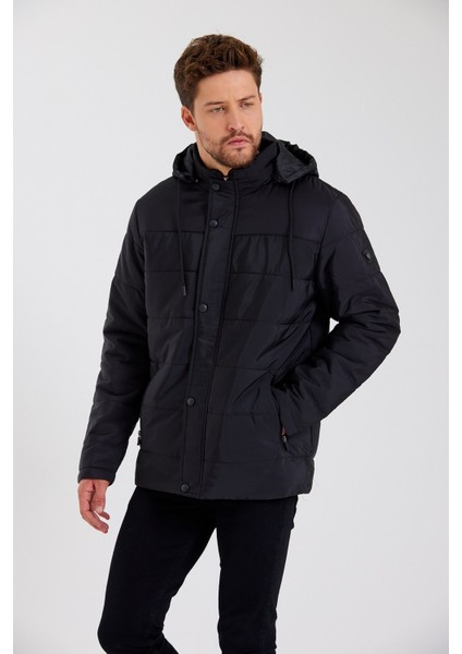 Erkek Siyah Çıkarılabilir Kapüşonlu Iç Cepli Içi Kürkü Yıkanabilir Kapütone Mont&kaban fiyatları