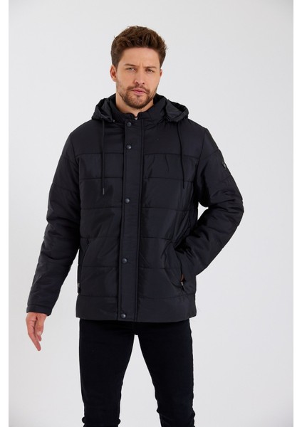 Erkek Siyah Çıkarılabilir Kapüşonlu Iç Cepli Içi Kürkü Yıkanabilir Kapütone Mont&kaban modelleri