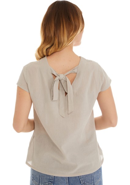 Şile Bezi Kısa Kol Taş Bağlama Detaylı Bluz modelleri