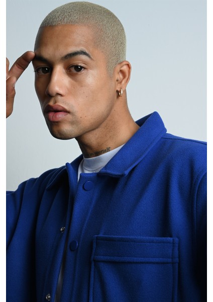 R-3858 Ceket Yaka Cep Detaylı Kaşe Gömlek modelleri