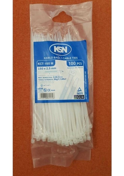 Kablo Bağı Plastik Kelepçe Beyaz 4.8X370MM - 100 Adet