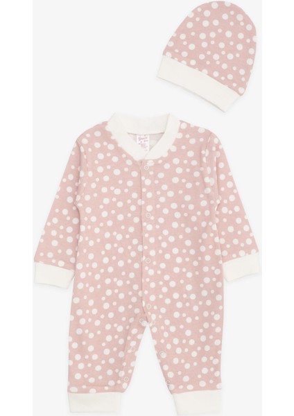 Kız Bebek Tulum Puantiye Desenli 0-3 Ay-6 Ay, Pembe