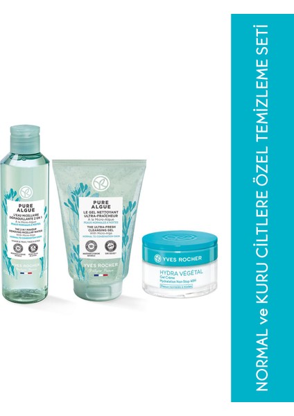 Normal/Kuru Ciltler Orjinal Boy Yüz Temizleme Jeli, Temizleme Suyu, Nemlendirici Krem Seti